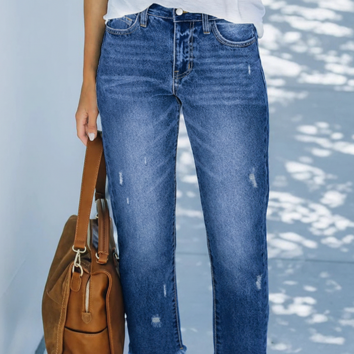Retro Short Straight Jeans for Women