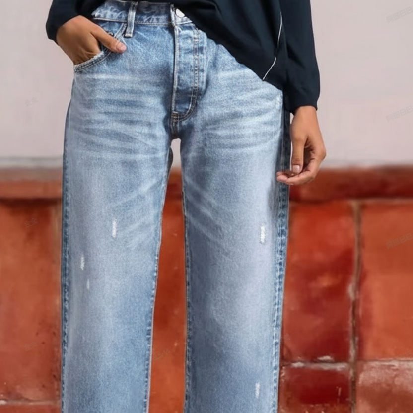 Retro Short Straight Jeans for Women