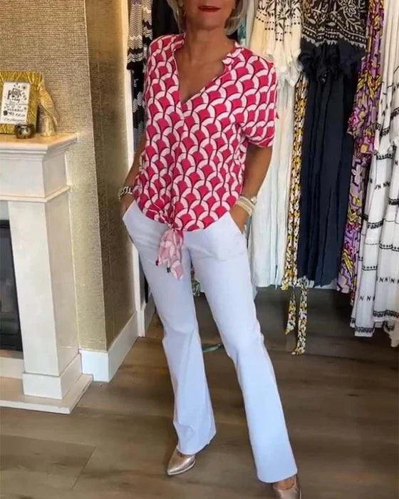 Bella™ - Casual V-Neck Print Top