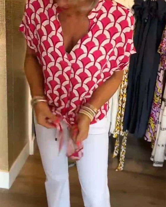Bella™ - Casual V-Neck Print Top