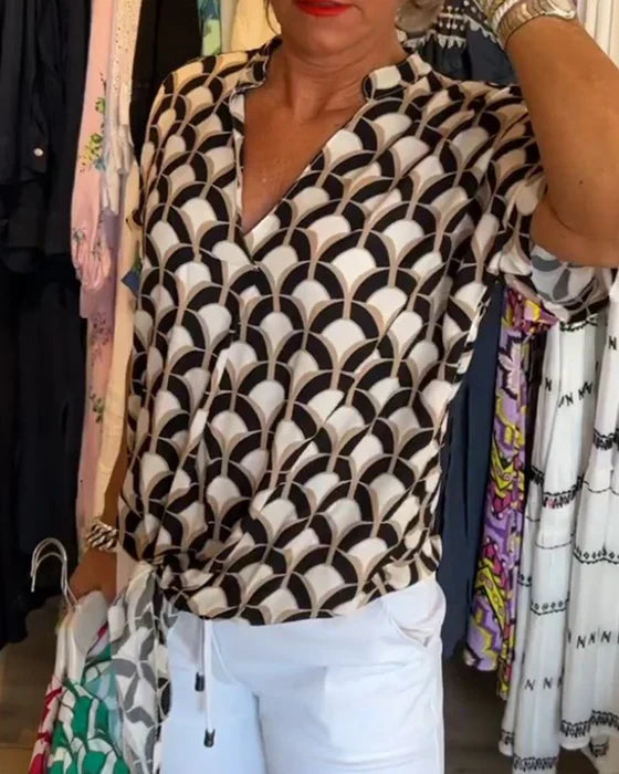 Bella™ - Casual V-Neck Print Top