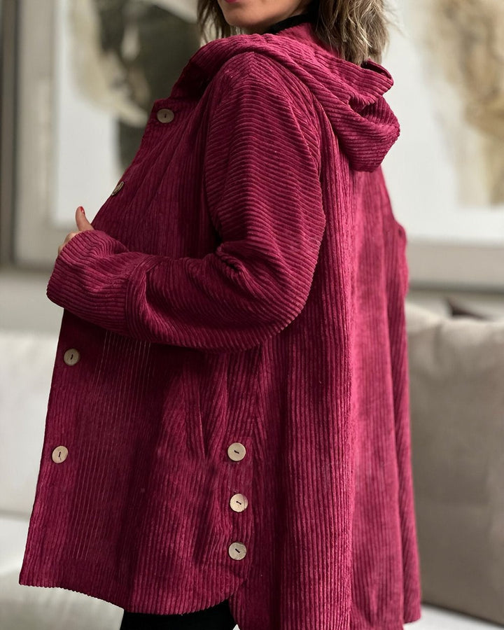 Women's hooded jacket with pockets and buttons