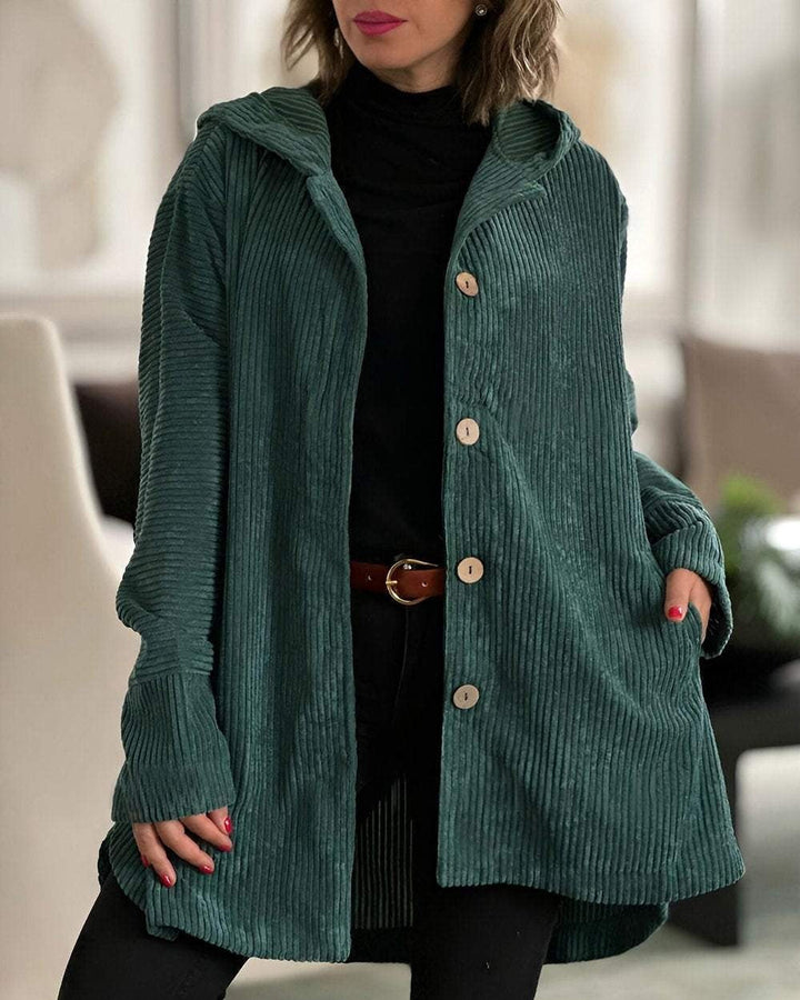 Women's hooded jacket with pockets and buttons