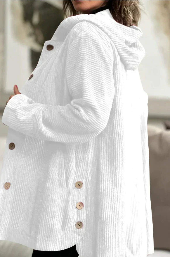 Women's hooded jacket with pockets and buttons