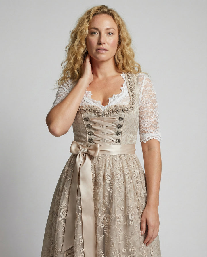Women's Dirndl Dress with Lacing and Pockets