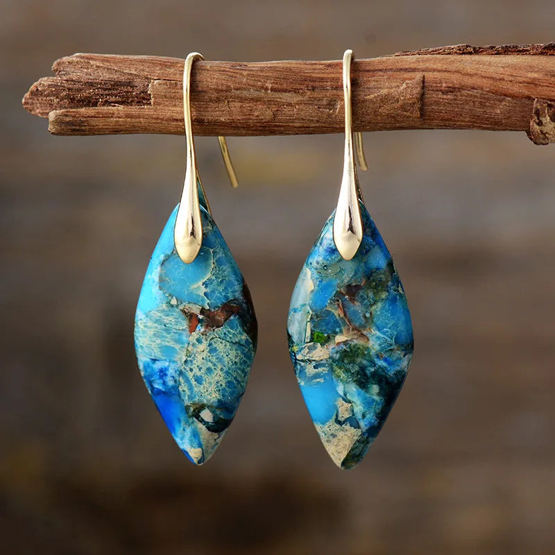 Teardrop-style natural stone earrings