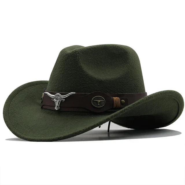 Western-Filzhut mit Stier-Schnallenband