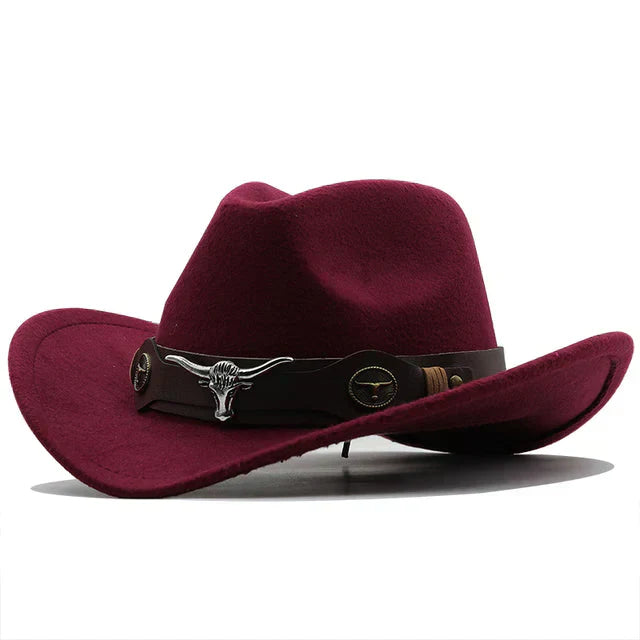 Western-Filzhut mit Stier-Schnallenband