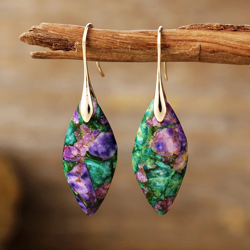 Teardrop-style natural stone earrings