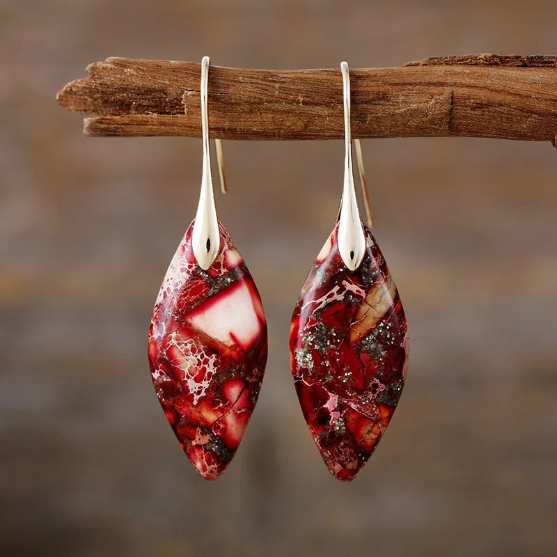 Teardrop-style natural stone earrings