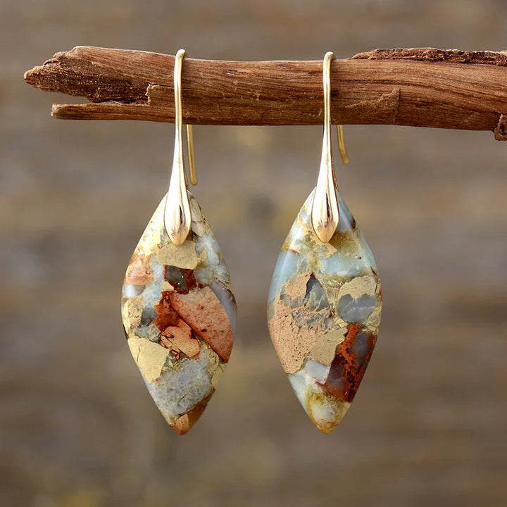 Teardrop-style natural stone earrings