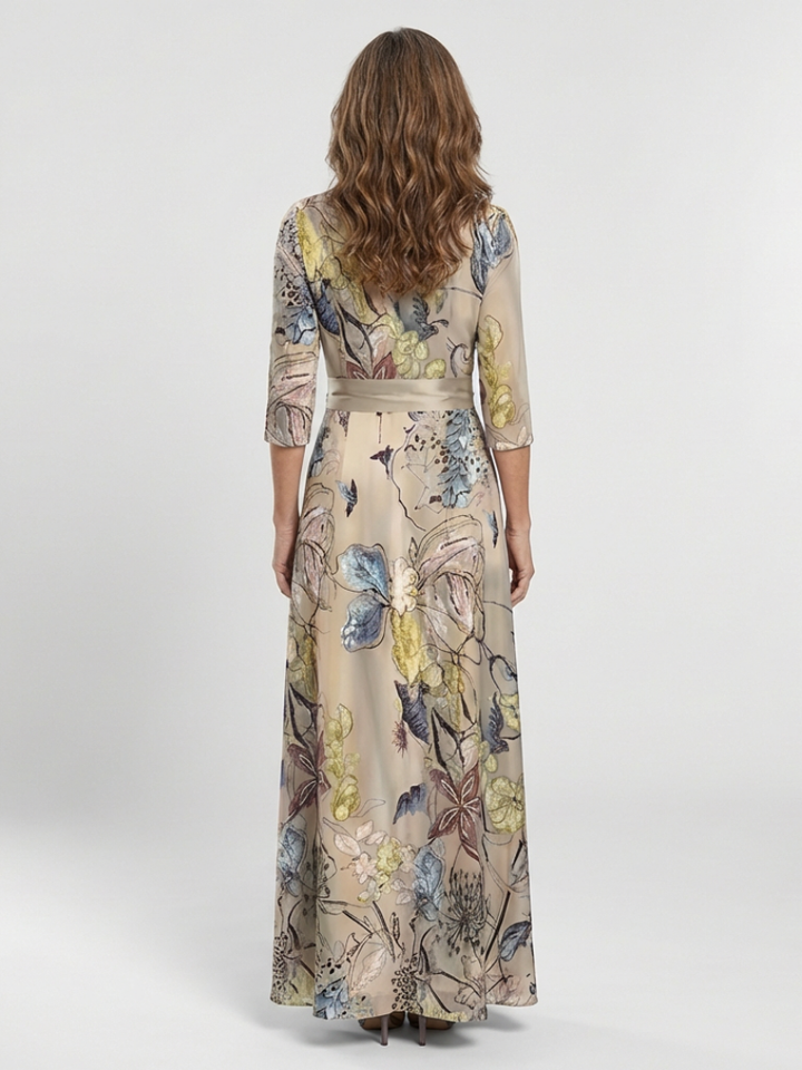 Margaret | Maxi dress with three-quarter sleeves and floral pattern