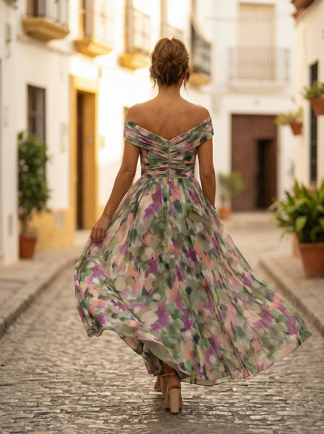 Leo | Women's Off-Shoulder V-Neck Maxi Dress
