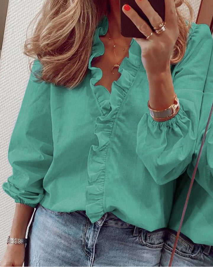 Lena™ – Ruffled V-Neck Shirt