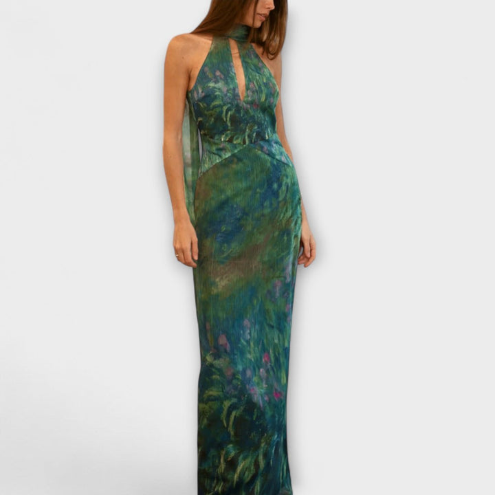 Luna | Women’s Floral Maxi Dress with Cutout