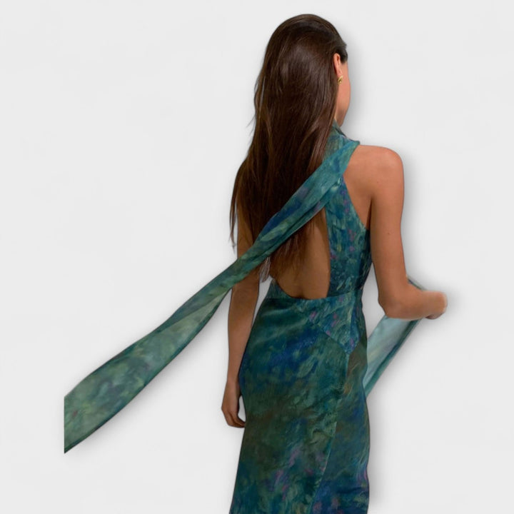 Luna | Women’s Floral Maxi Dress with Cutout