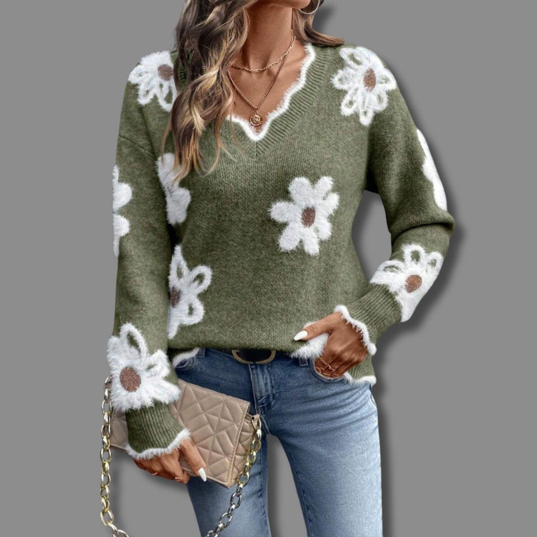 Camila | Women's V-Neck Long-Sleeve Sweater