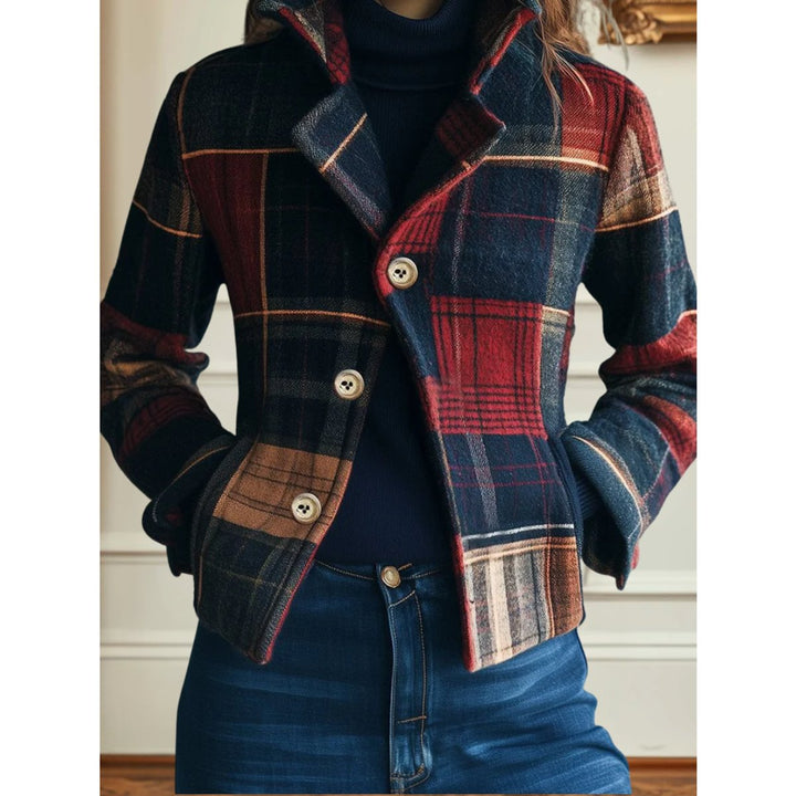 Mia | Women’s Cropped Plaid Jacket with Pockets and Buttons